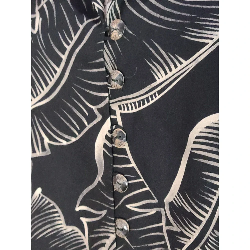 Dana Buchman 100% Silk Black/Cream Leaf Print Blazer Jacket Size 4 Luxury Career